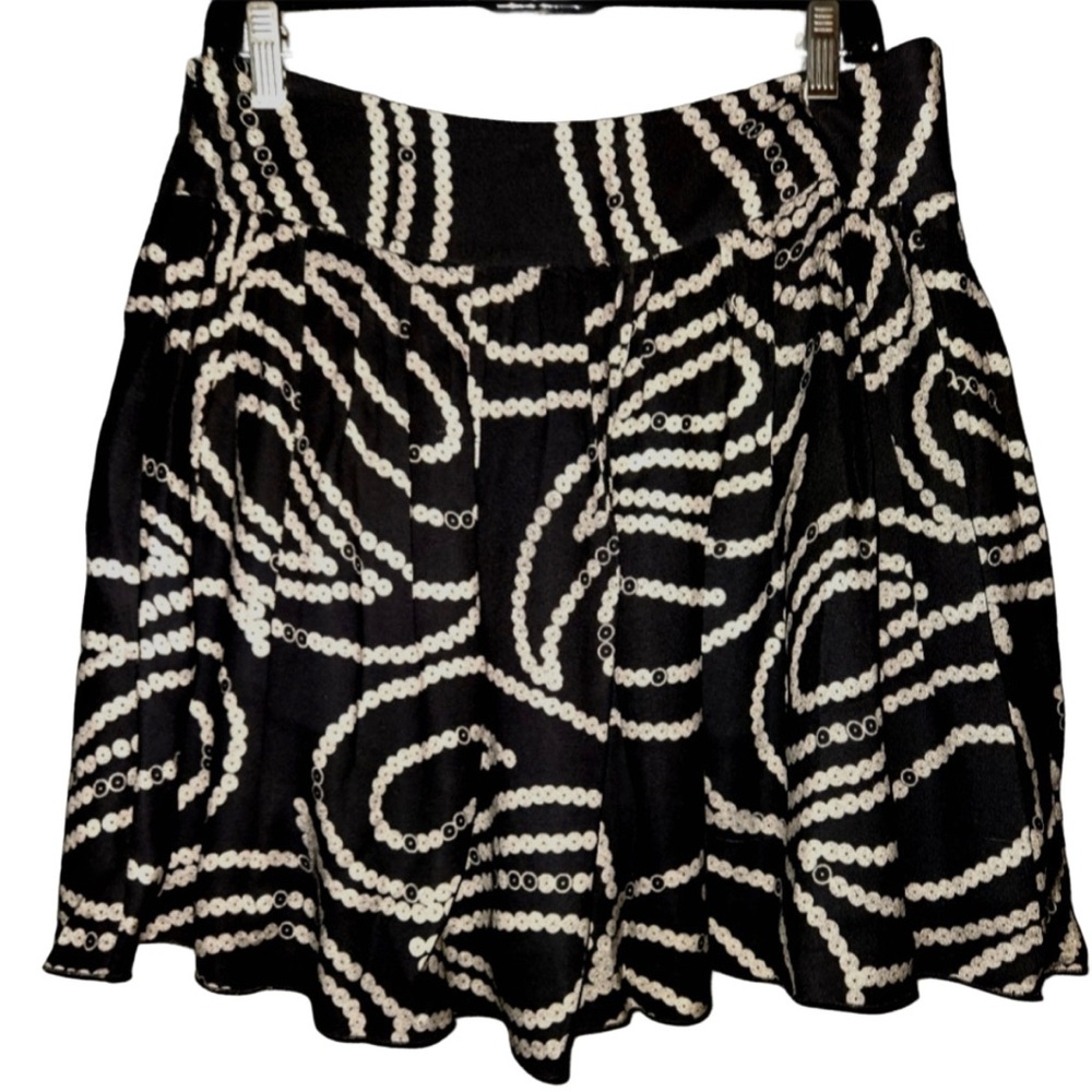 Banana Republic Black and Gray Silk Mini Skirt Size 8